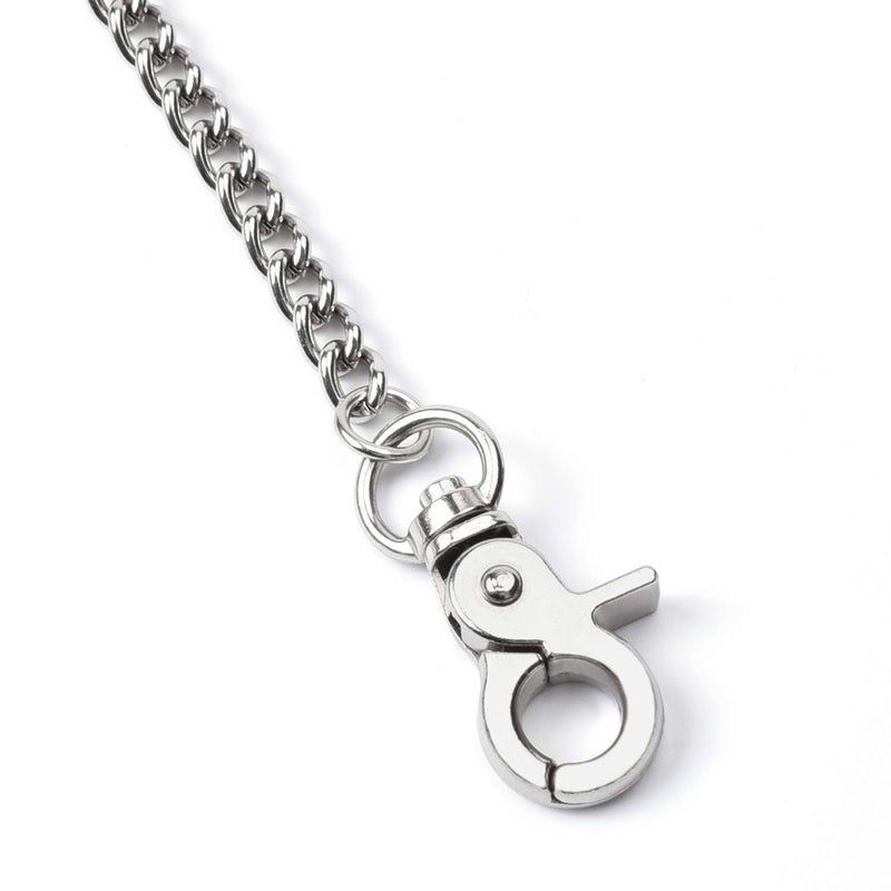 Wisdompro Wallet Chain, 24 inch Heavy Duty Pants Chain with Both Ends Lobster Clasps and Extra 2 Rings for Keys, Jeans, Trousers, Belt Loop, Purse and Handbag - Silver - Image 3
